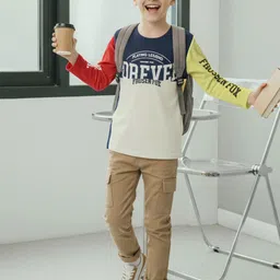 FROSEN FOX Boys Regular Fit Colourblocked Cotton Round Neck T-shirt-picture-27