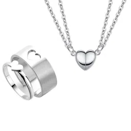 J.S ENTERPRISES Silver Toned Pendants & Ring Jewellery Set image 3