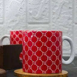 Femora Red & Green 6 Pieces Geometric Printed Ceramic Glossy Cups image 4