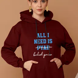 AUSK Women Typography Printed Hooded Neck Full Sleeve Sweatshirt-image-22