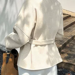 StyleCast Collarless Tie-Waist Single-Breasted Wrap Coat image 2