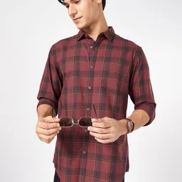 BYFORD by Pantaloons Men Slim Fit Tartan Checks Opaque Casual Shirt-image-4