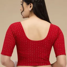 SALWAR STUDIO Sequinned Embellished Non Padded Readymade Saree Blouse image 4