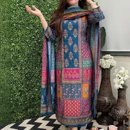Anni Designer Women Ethnic Motifs Printed Regular Kurta with Trousers & With Dupatta image 3