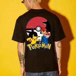BDSQUARE Men Pokemon Graphic Printed Round Neck Cotton Relaxed Fit T-shirt-image-79