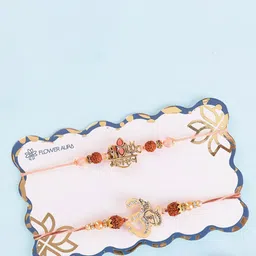 Floweraura Set of 2 Om Mahakal Rudraksha Rakhi with Roli-picture-43