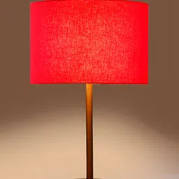 Aura Red & Brown Metal Cylindrical Shaped Table Lamp image 3