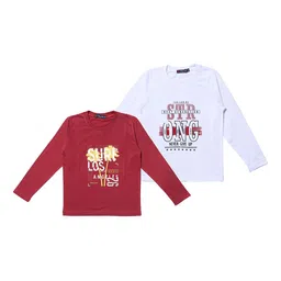 NeuVin Kids Pack Of 2 Typography Printed Round Neck T-shirts-picture-27