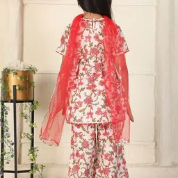 Cutiekins Girls Floral Printed A-Line Kurta with Palazzos & Dupatta image 4