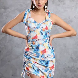 VANGULL Women Floral Printed Tie-Ups Sheath Above Knee Dresses-image-16