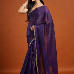 LOROFY Beads and Stones Tussar Saree image 2