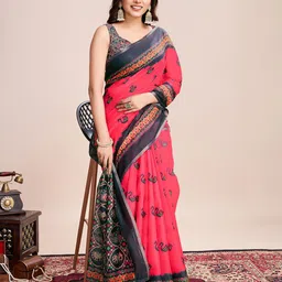 KALINI Ethnic Motifs Printed Zari Saree image 3