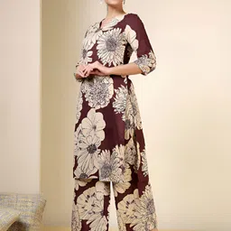Anouk Rustic Women Floral Printed Pure Cotton Kurta with Palazzo image 5