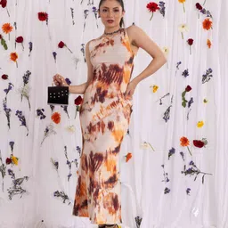 BAESD Floral Print Satin Fit & Flare Dress image 4