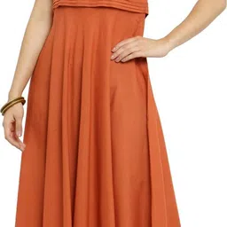 indibelle Women A-line Orange Maxi/Full Length Dress image 4
