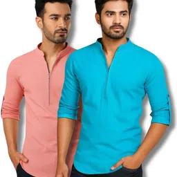 mahiran Pack of 2 Men Solid Pure Cotton Straight Kurta-picture-30