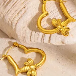 Estailo fashion Gold-Plated Heart Shaped Hoop Earrings-picture-39