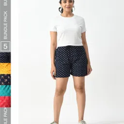 BAESD Women Pack of 5 Floral Printed High-Rise Cotton Shorts-picture-36