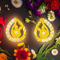 Cazines Set Of 5 Gold-Plated Artificial Stones Studded Contemporary Studs image 3