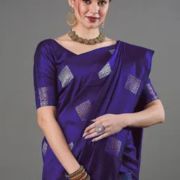 CANIZZARO Woven Design Zari Silk Blend Banarasi Saree image 4