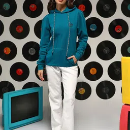 Campus Sutra Women Printed Hooded Long Sleeves Cotton Pullover Sweatshirt-image-97