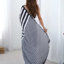 KALINI Chinon Printed Kutchi Mirror Work Lace Leheriya Saree image 5