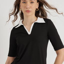 FableStreet Women Solid Polo Collar T-shirt-picture-36