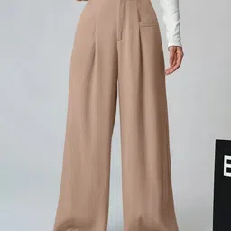 LERIYA FASHION Women High-Rise Easy Wash Pleated Trousers-picture-19
