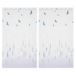 RUBOXA White & Grey Set of 2 Floral Door Curtain image 3