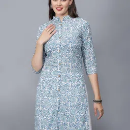 ETRAANA Printed Pure Cotton Mandarin Collar Kurta-picture-6