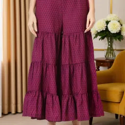 SZN Ethnic Motifs Printed Round Neck Straight Kurta With Palazzos image 4