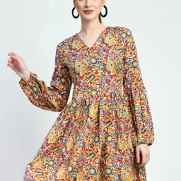 AGARU Women Printed Crepe Fit-Flare Mini Dress-picture-33