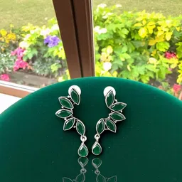 D Glamm Fashion-SPARKLING STYLE Women Silver Oxidised Floral Studs Earrings-picture-16