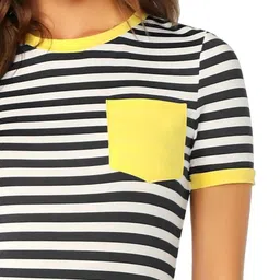 FABRICORN Women Striped Pockets T-shirt image 3