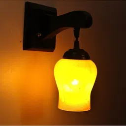 1ST TIME Yellow & Yellow Textured Wood Contemporary Abstract Shaped Shaped Wall Lamp image 4