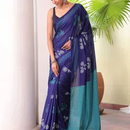 KALINI Ethnic Motifs Pure Cotton Bagru Saree image 4