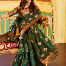 WOVENSTOCK Woven Design Zari Art Silk Handloom Kanjeevaram Saree image 3