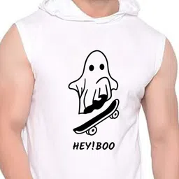 Fashnobic Trendy Hey Boo Printed Cotton Gym Vests K__print-11_gym_vest_white image 2