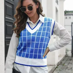 Oh Rare Women Checked Sweater Vest-image-94
