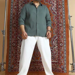 Instafab Plus Comfort Striped Spread Collar Casual Shirt image 5