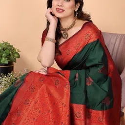 Snofi Creation Ethnic Motifs Woven Design Zari Kanjeevaram Saree-picture-23