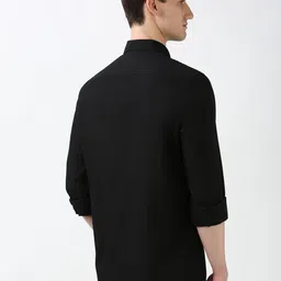 Peter England Casuals Men Spread Collar Solid Cotton Slim Fit Casual Shirt image 4