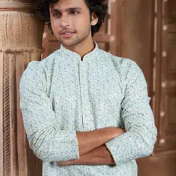EKATVA ETHNIC Mandarin Collar Straight Pure Cotton Kurta With Pyjamas image 2