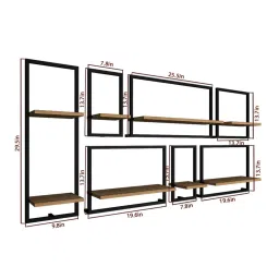 vibecrafts Urban Motif Set Of 7 Multicolour Wood Wall Shelves image 4