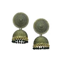 JMBW INTERNATIONAL Gold-Plated Stone Studded Dome Shaped Jhumkas-picture-11