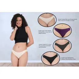 ORLIZEA Pack of 4 Women Low-Rise Cotton Blend Thongs image 4