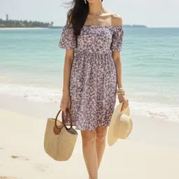 AADVIKA Floral Print Flared Sleeve A-Line Dress-image-15