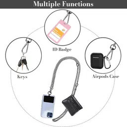 HASTHIP Metal Link Chain Phone Strap with Coin Bag Hands Free Crossbody Strap Strap image 4