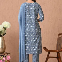 Anouk Rustic Women Floral Printed Regular Gotta Patti Pure Cotton Kurta with Trousers & With Dupatta image 3