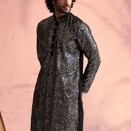 JBN Creation Men Embellished Sequinned Georgette Kurta image 4